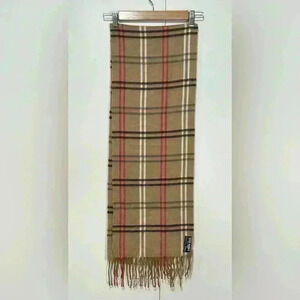 Steve Madden Made in Italy Camel Plaid Fringed Warm Soft Fall Winter Scarf NWT